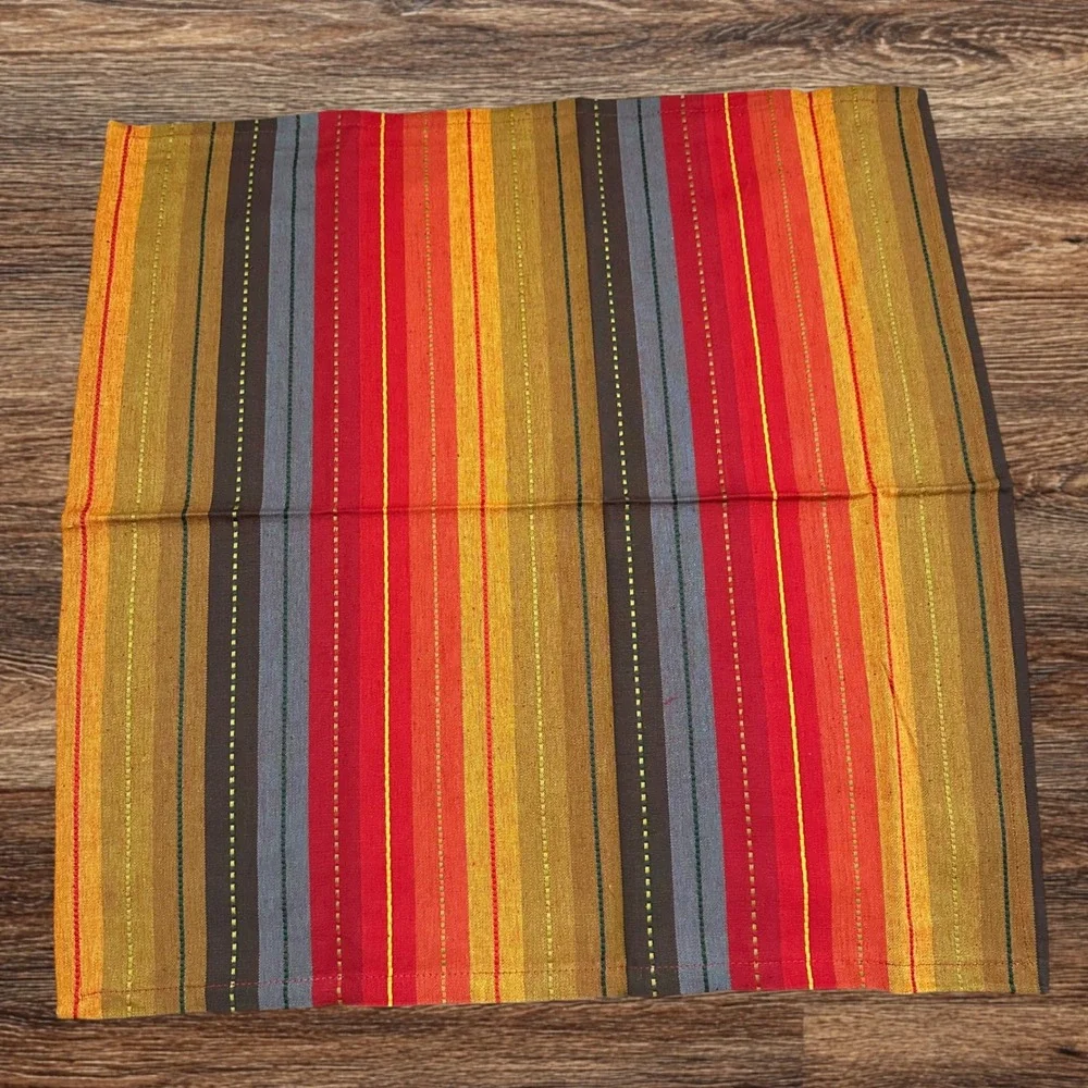 Urban Villa Striped Multicolor Napkins- 6 Piece Textured Cotton Fabric